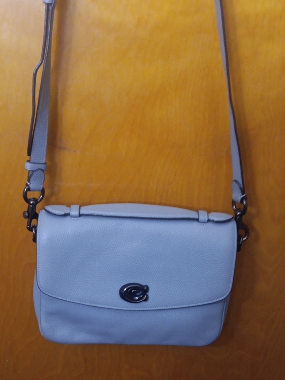 Light Blue Leather Coach Crossbody Bag - Classic Women's Shoulder Bag